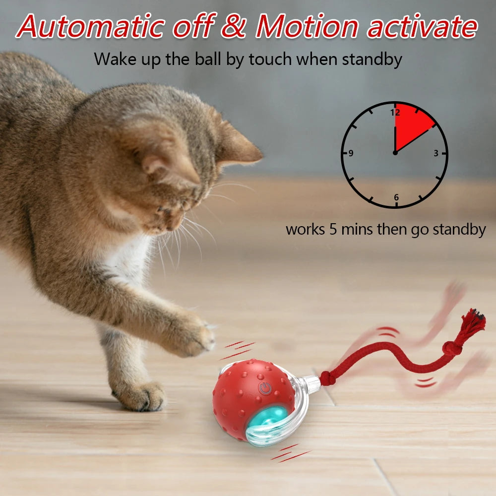 Interactive Rolling Cat Toy Ball with Bird Chirping Sensor