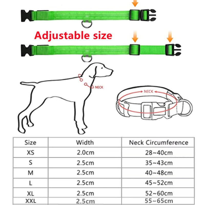 Adjustable LED Glowing Dog Collar