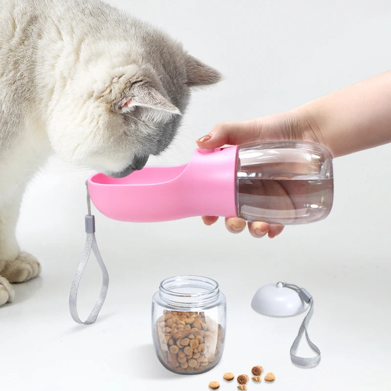 2-in-1 Portable Pet Water Bottle and Food Dispenser