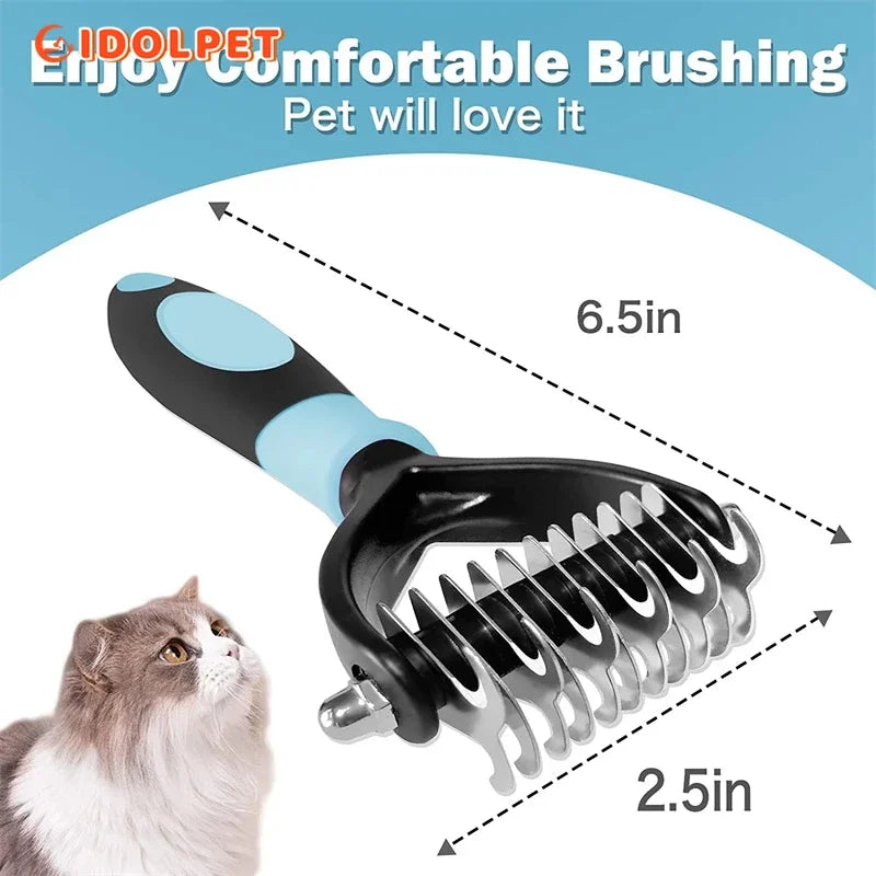 Professional 2-Sided Pet Deshedding Brush and Dematting Comb