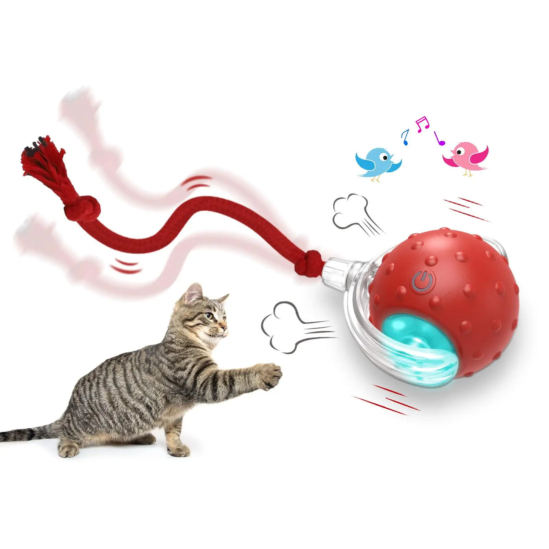 Interactive Rolling Cat Toy Ball with Bird Chirping Sensor